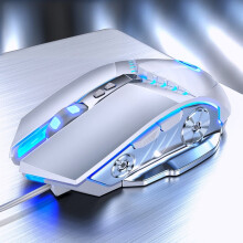 YINDIAO G3PRO 3200 DPI RGB Wired Gaming Mouse, 7-Button, 4 DPI Levels, Braided USB Cable, White
