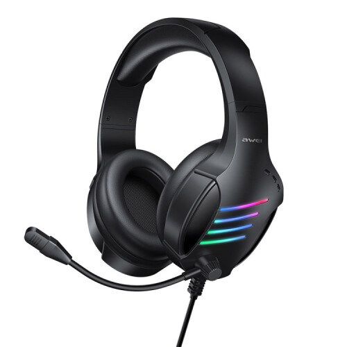awei GM-5 USB + 3.5mm Ambient Light Gaming Wired Headset with Microphone(Black) 1