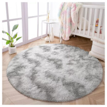 (120cm x 120cm (4ft x 4ft)- Circle Round Rug) Non Slip Silver Rugs Living Room Carpets Doormats