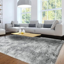 (160cm x 230cm (5ft 3" x 7ft 6")- Large Area Rug) Non Slip Silver Rugs Living Room Carpets Doormats