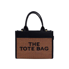 (Straw brown) Women's Woven Tote Bag Fashion Summer New Ladies Square Vegetable Basket Handbag Adult Retro Straw Beach Crossbody