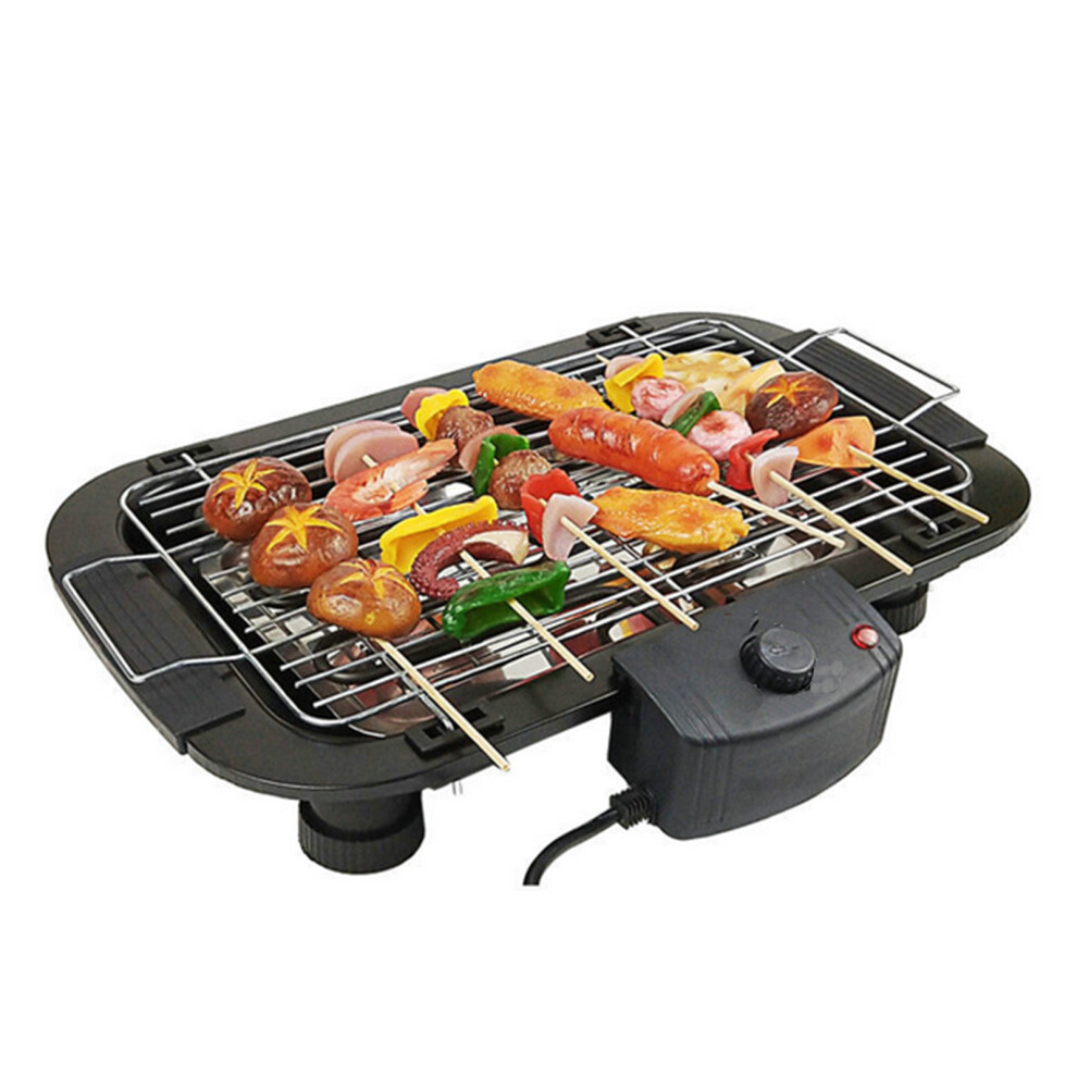 Smokeless Electric Grill 1500W Indoor Outdoor BBQ Grill with Drip Tray Stainless Steel Easy Clean Temperature Adjustable