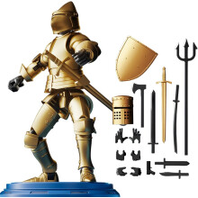 (Gold) (Unassembled)Dummy 13 Magnetic Medieval Knight Action Figure Set,T13 Action Figures DIY Multi-Jointed Movable Toy with Weapons