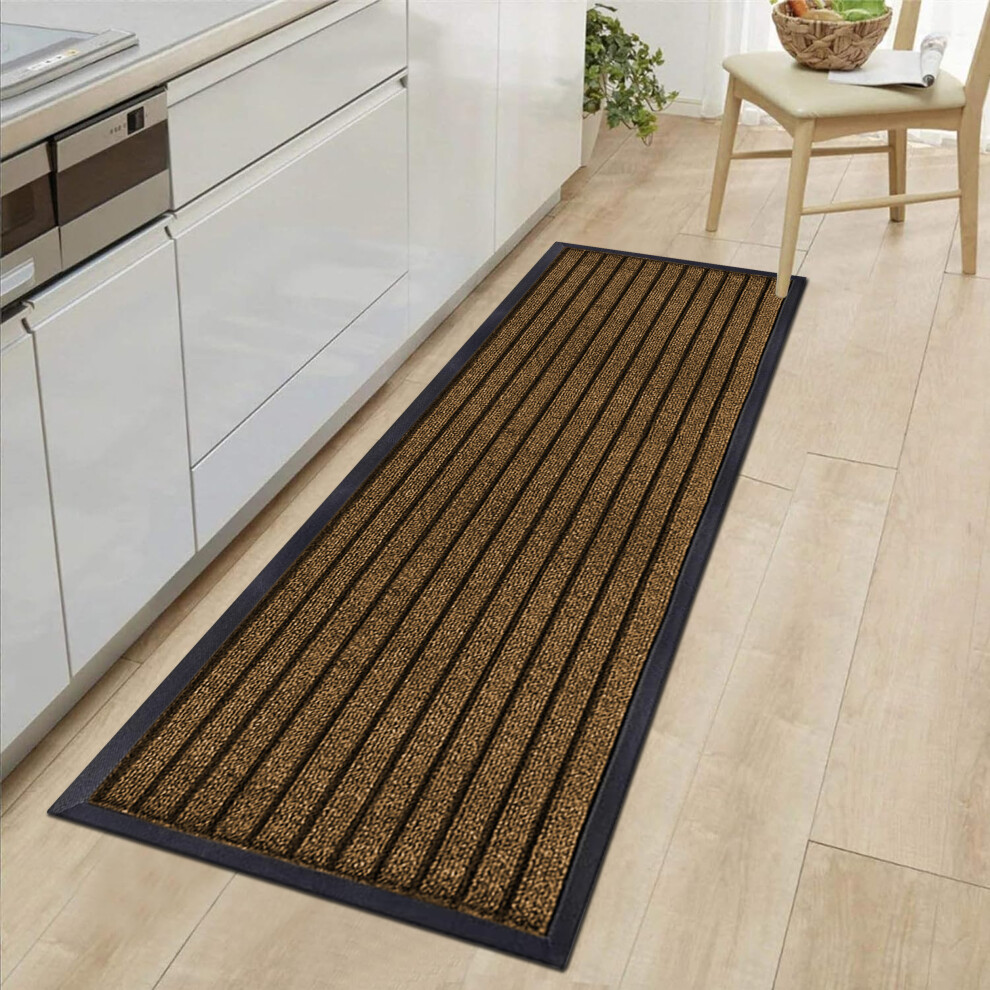 (60 x 90 cm) Heavy Duty Rubber Mat Doormats Runner Brown Rugs