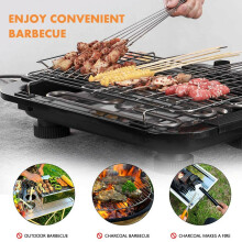 Smokeless 1500W Electric BBQ Griddle - Tabletop Grill with Water-Filled Drip Tray, Adjustable Temperature, Nonstick Surface, Indoor/Outdoor