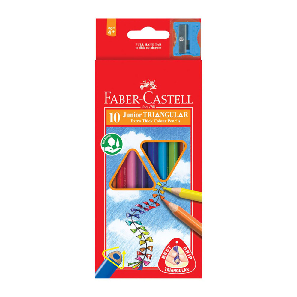 Faber-Castell Triangular Grip Coloured Pencil (Pack Of 10)