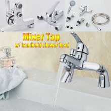 Hot & Cold Bathroom Mixer Taps Bath Tub Filler Tap with Hand Held Shower Head 3 Models Mono Level Chrome Polishes Solid Brass with UK Standard Fitting