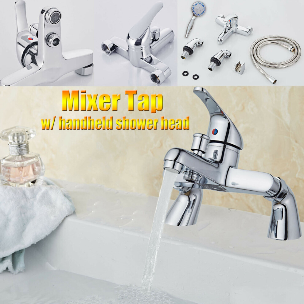 Hot & Cold Bathroom Mixer Taps Bath Tub Filler Tap with Hand Held Shower Head 3 Models Mono Level Chrome Polishes Solid Brass with UK Standard Fitting