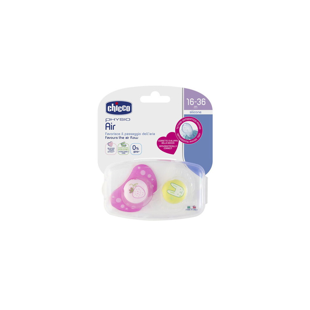 Chicco Girls Soother Physio Air 16-36 Months 2Pk ()