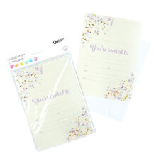 Quill Invitation Card & Envelope 25x175mm 8pk (Sequin)