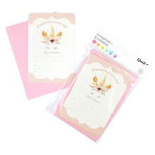 Quill Party Invitation Card & Envelope 8pk (Unicorn)