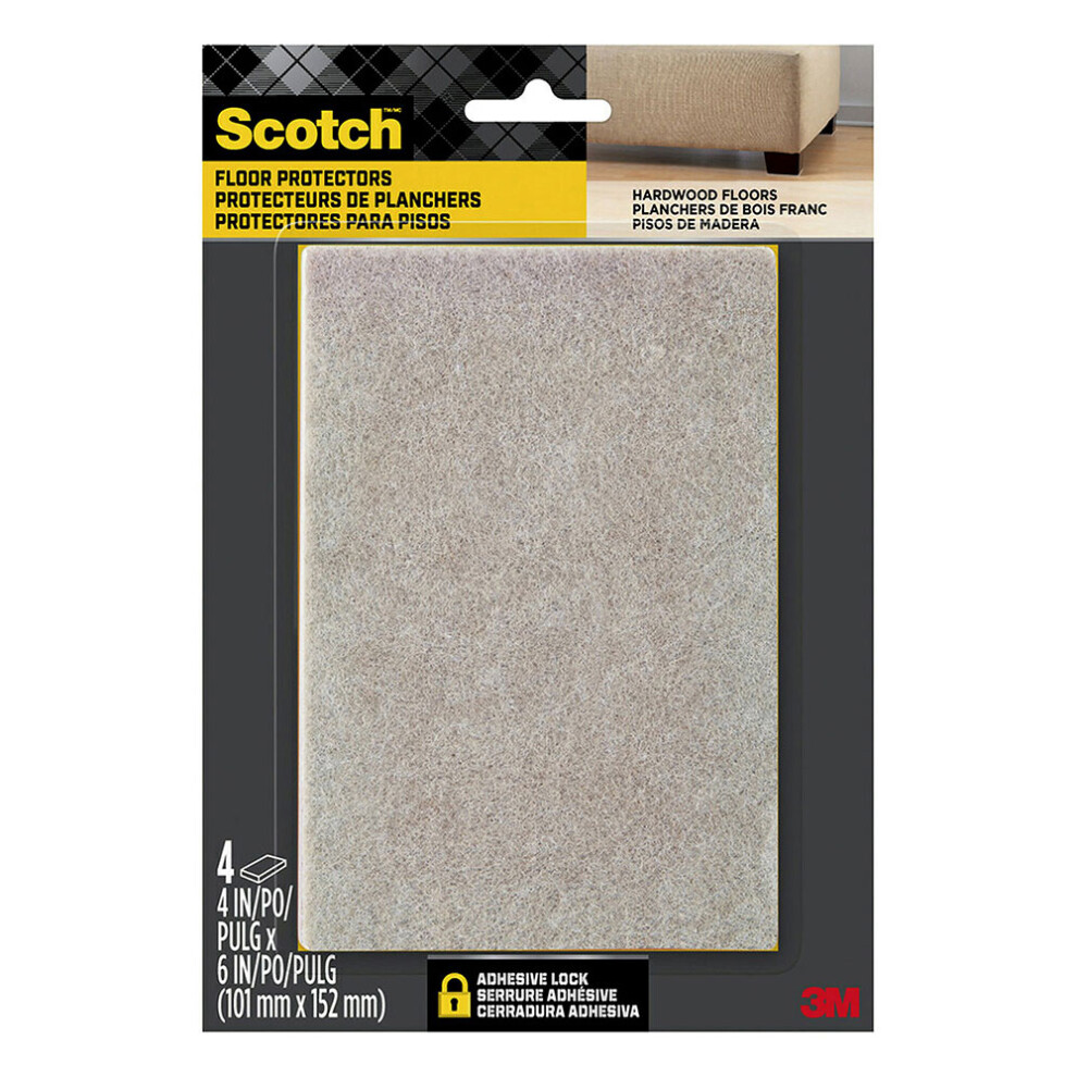 Scotch Rectangle Felt Pads 4pk (Beige)-image-OPC-PF9BGDR-NEW