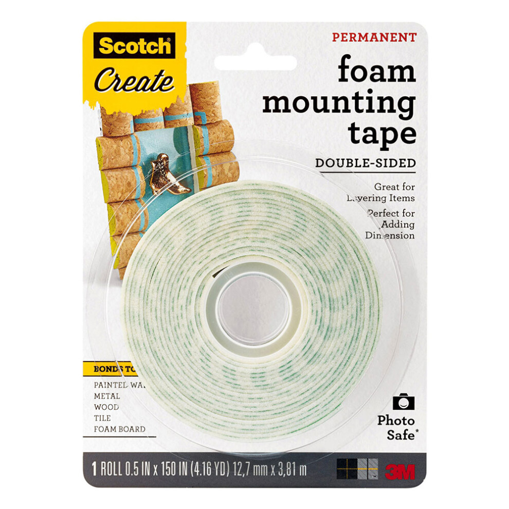Scotch Double-Sided Foam Mounting Tape (White) White
