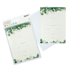 Quill Invitation Card & Envelope 25x175mm 8pk (Bot Wedding)