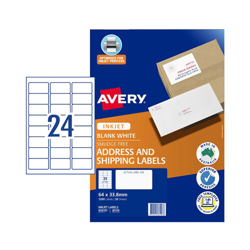 Avery Quick Peel Inkjet Addressing Label 50pcs (24/Sheet)