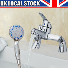 Chrome Finished Bathroom Tub Mixer Taps Bath Shower Filler Tap Hot & Cold Water with 3 Models Handheld Shower Head with Hoses