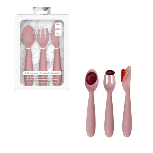 Ezpz EZPZ Happy Utensils (Blush) 1