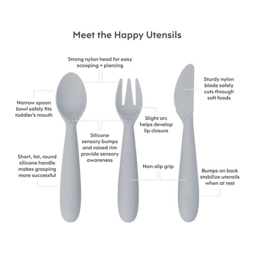 Ezpz EZPZ Happy Utensils (Pewter) 2