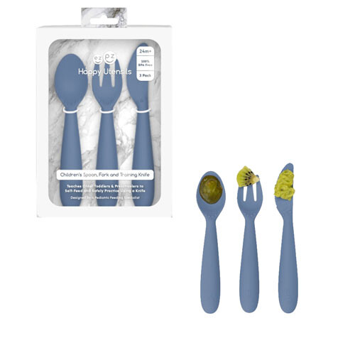Ezpz EZPZ Happy Utensils (Indigo) 1