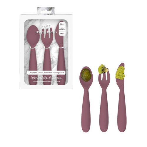 Ezpz EZPZ Happy Utensils (Mauve) 1