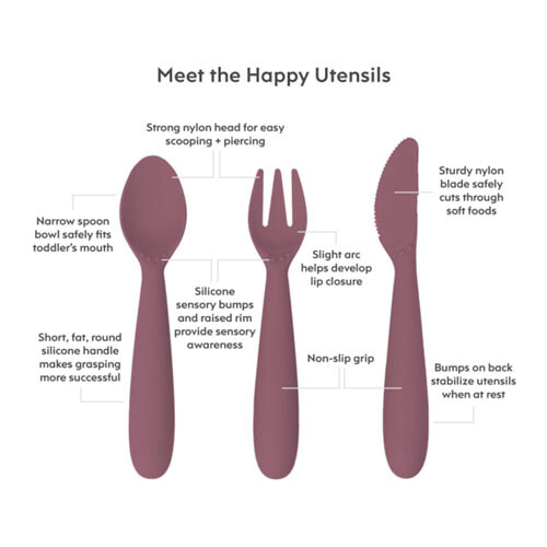 Ezpz EZPZ Happy Utensils (Mauve) 2