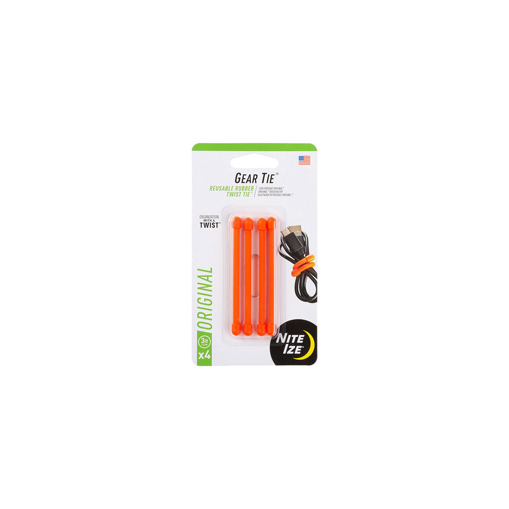 Nite Ize Nite Ize Gear Tie 8Cm 4Pk (Blaze Ora) 094664019812