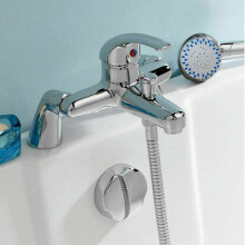 Modern Monobloc Single Lever Bathroom Mixer Tap Bath Tub Filler Tap with Shower Head Solid Brass Construction Chrome Finished