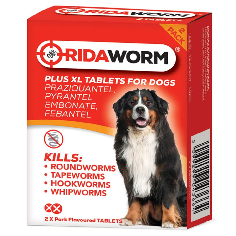Chanelle Ridaworm Xl Dog Wormer Tablets - Multi-Kill (Roundworms, Tapeworms, Hookworms, Whipworms) 2 Pork Flavoured Tablets