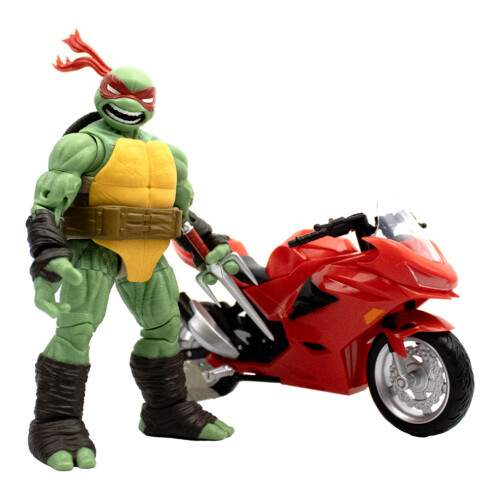 Teenage Mutant Ninja Turtles TMNT Comics Raphael Ninja w/ Red Motorcycle BST AXN Figure