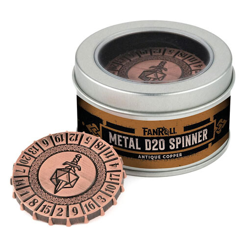 MDG Metal d20 Spinner (Antique Copper)
