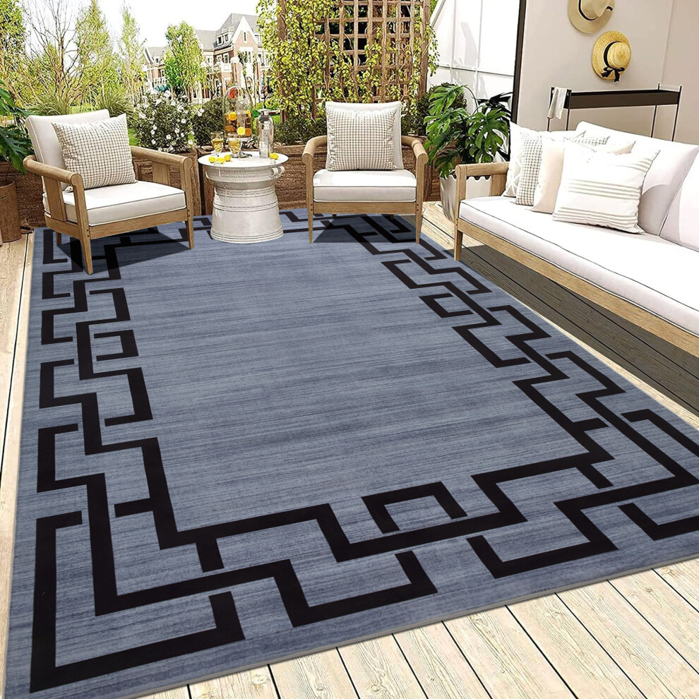 (120cm x 170cm (4ft x 5ft 6")- Small Area Living Room Bedroom Rug , Grey Black) Non Slip Modern Rugs Area Carpet Runner Door Mats