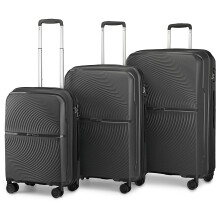 (20+24+28 inch) Black Texture Design 14/20/24/28 Inch PP Hard Shell Suitcase