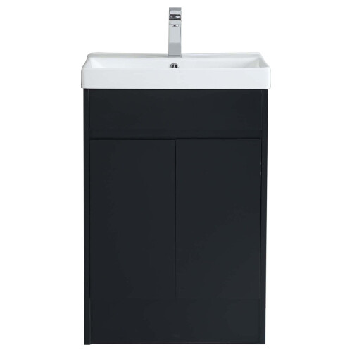 600mm Bathroom Vanity Unit Basin Sink Floor Standing Cabinet Black