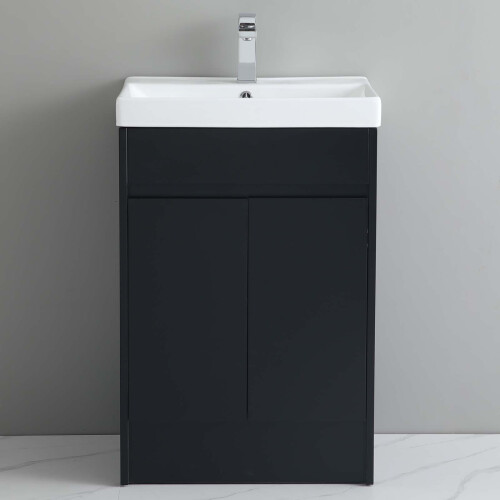600mm Bathroom Vanity Unit Basin Sink Floor Standing Cabinet Black 1