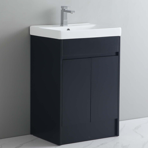 600mm Bathroom Vanity Unit Basin Sink Floor Standing Cabinet Black 2