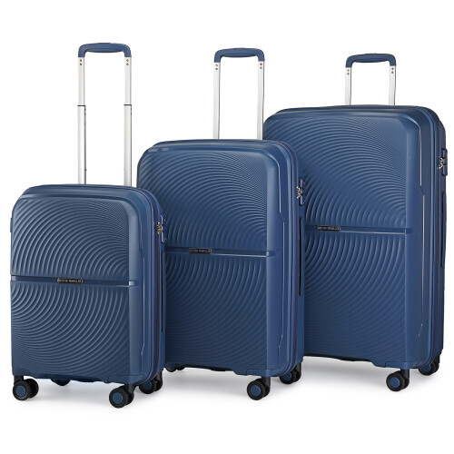 (20+24+28 inch) Navy Texture14/20/24/28Inch PP Hard Shell Suitcase