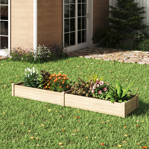 Rectangular Solid Wood Raised Bed Raised Planter Box Garden Raised Flower Bed