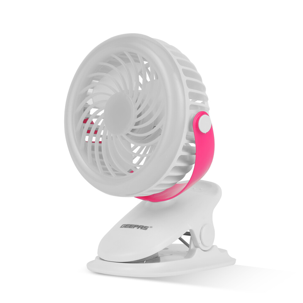 Geepas 2-in-1 Clip or Desk Fan Portable powerful cooling, White