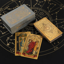 (1 deck) Gold Foil Tarot, 78 Tarot Card, Gift Choice, 1 Deck Of Tarot With Instruction Book.