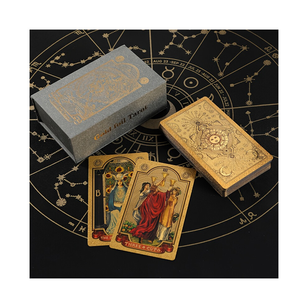 (1 deck) Gold Foil Tarot, 78 Tarot Card, Gift Choice, 1 Deck Of Tarot With Instruction Book.