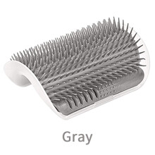 (Gray) Pet Cat Brush Hair Removal Massage Comb. Self Cleaning Scrubber
