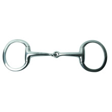 (5.5in, Silver) Korsteel Stainless Steel Featherweight Thin Mouth Jointed Flat Ring Eggbutt Snaffle Bit