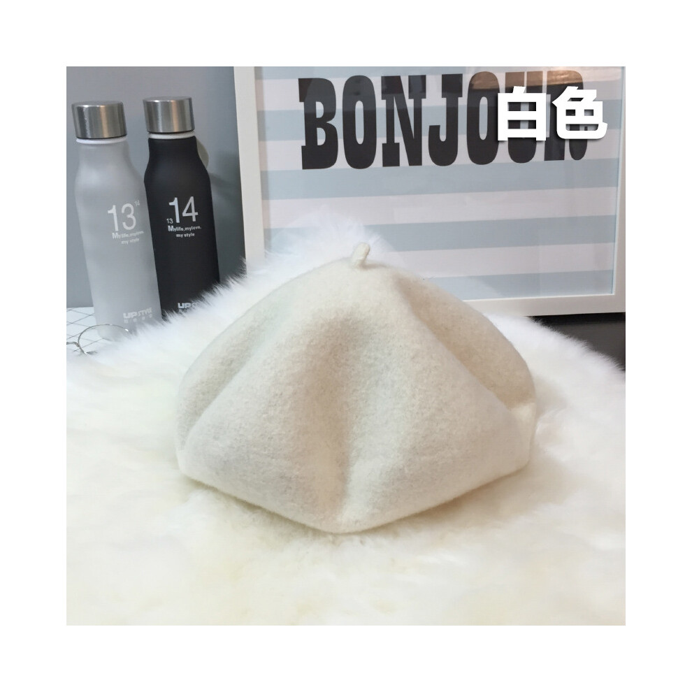 (Ivory) Wool Warm Soft Beret For Women Autumn Winter Fashion Trendy Beret Hat