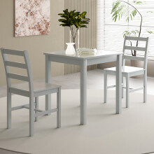 (All Grey, Small Table With 2 Chairs) Wooden Dining Set Available in 2 Sizes and 4 Colours With 2 Or 4 Chairs