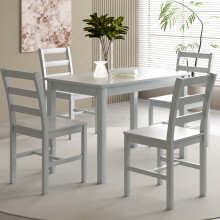 (All Grey, Large Table With 4 Chairs) Wooden Dining Set Available in 2 Sizes and 4 Colours With 2 Or 4 Chairs