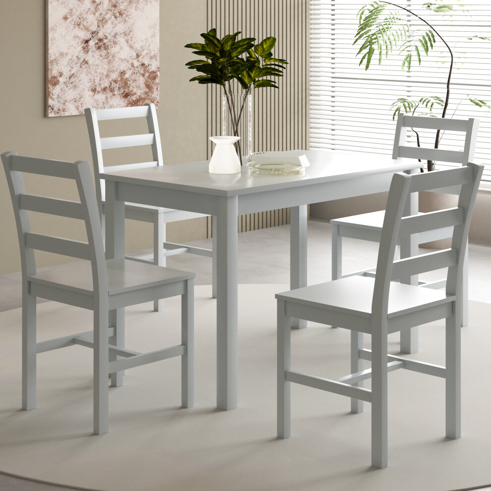 (All Grey, Large Table With 4 Chairs) Wooden Dining Set Available in 2 Sizes and 4 Colours With 2 Or 4 Chairs