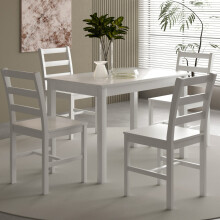 (All White, Large Table With 4 Chairs) Wooden Dining Set Available in 2 Sizes and 4 Colours With 2 Or 4 Chairs