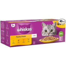 Whiskas 1+ Adult Poultry Selection in Jelly 40 Pouches, Adult Wet Cat Food, Megapack (40 x 85 g)