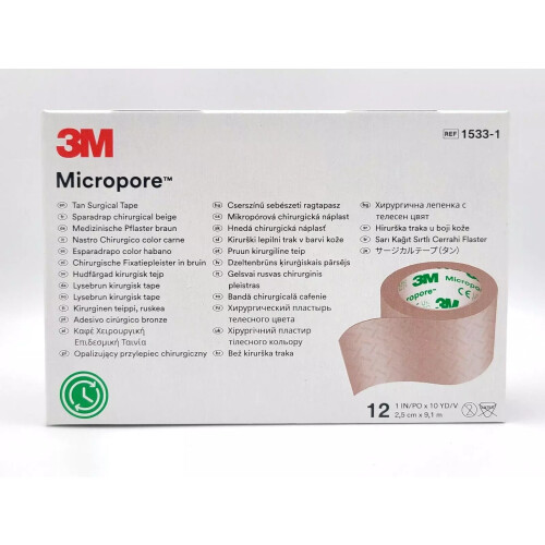 3M Micropore TAN 2.5cm Box of 12 - REF: 1533-1 2