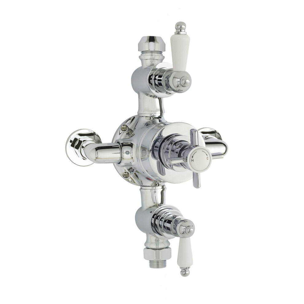 Traditional Exposed Triple Thermostatic Shower Valve (2 Outlets) - Chrome - Balterley